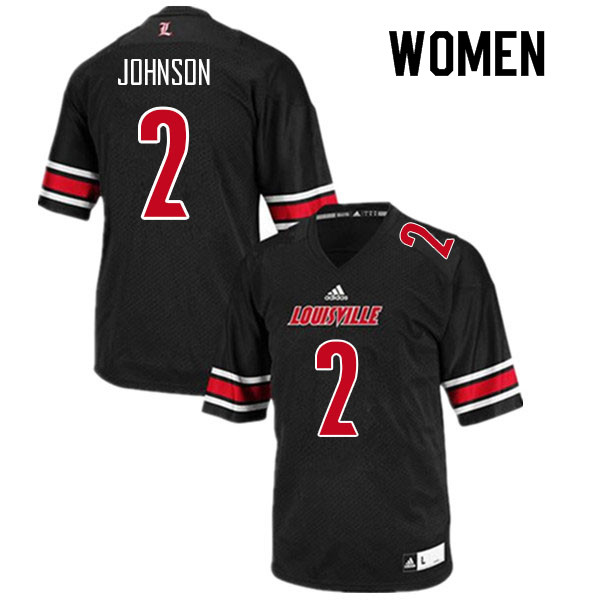 Women #2 Khalib Johnson Louisville Cardinals College Football Jerseys Sale-Black